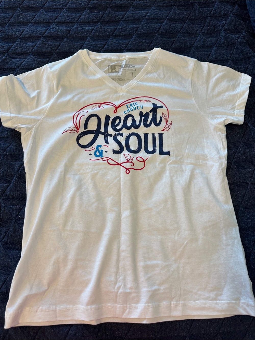 Eric Church White 'Heart & Soul' V-Neck Tee
